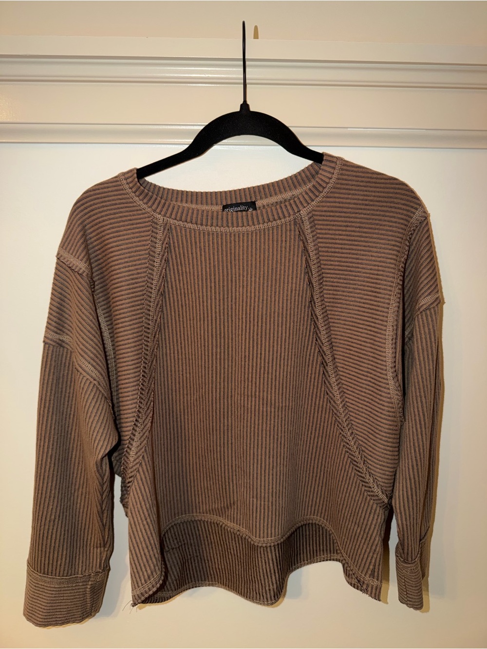 Originality Brown Ribbed Long Sleeve Sweater Top Size XS